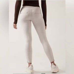 Athleta XS Moto Cream Leggings zipper at ankles, back pockets